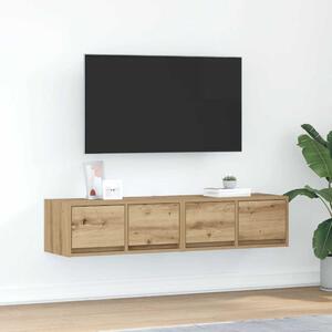 2 db kézműves tölgy szerelt fa TV-szekrény 60x31x25,5 cm