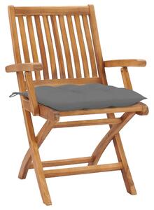 VidaXL 2 db tömör tíkfa kerti szék szürke párnával