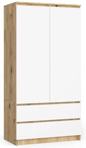 Fiókos gardrób 90 cm LOTA - artisan tölgy / fehér