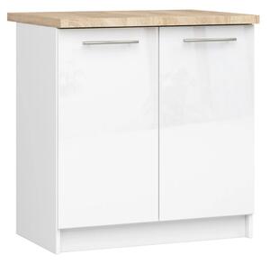 Alsó konyhaszekrény 80 cm VERMINA - fehér / fényes fehér