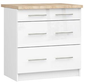 Konyhaszekrény fiókokkal 80 cm VERMINA - fehér / fényes fehér