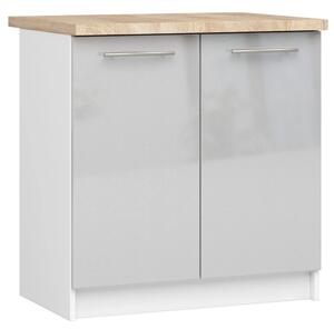 Alsó konyhaszekrény 80 cm VERMINA - fehér / fényes világosszürke