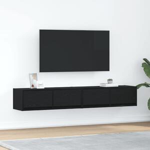 2 db fekete tölgy színű szerelt fa TV-szekrény 80x31x25,5 cm