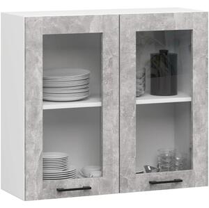 Felső vitrines szekrény 80 cm VERMINA - fehér / beton
