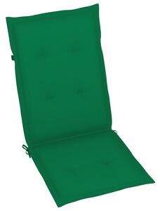 VidaXL 4 db tömör tíkfa kerti szék zöld párnákkal