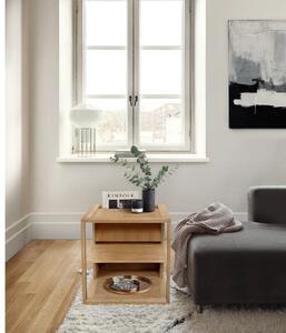 Cube barna tárolóasztal tölgyfa dekorral, 50 x 50 cm - Woodman