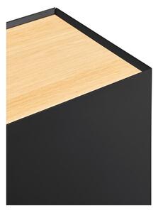 Fekete-natúr színű alacsony komód tölgyfa dekorral 110x85 cm Arista – Teulat