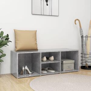 Betonszürke szerelt fa cipőtároló pad 105 x 35 x 35 cm