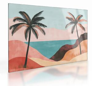 Üveg kép - Pálmafák a tengernél (70x50 cm)