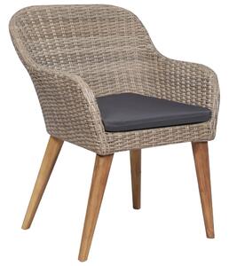 VidaXL 2 db barna polyrattan kültéri szék párnával