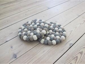 Ball Coaster világosszürke-fehér golyós, gyapjúalátét, ⌀ 20 cm - Wooldot