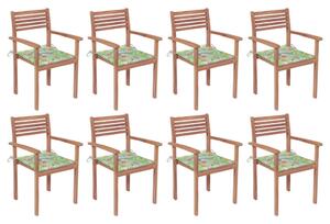 VidaXL 8 db rakásolható tömör tíkfa kerti szék párnákkal