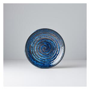Copper Swirl kék kerámia tányér, ø 20 cm - MIJ