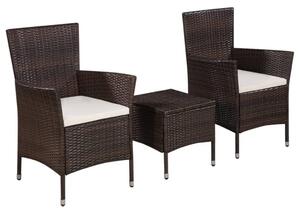 3 darabos barna polyrattan bisztrószett