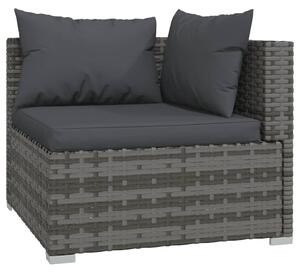 VidaXL háromszemélyes szürke polyrattan kanapé párnákkal