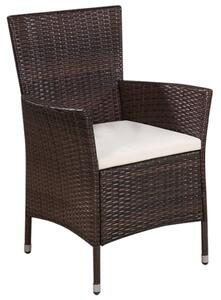 VidaXL barna polyrattan kültéri szék zsámollyal és párnákkal