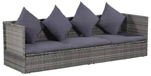 Szürke polyrattan kerti ágy 200 x 60 cm