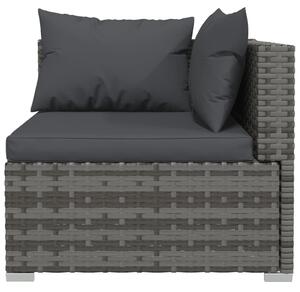 VidaXL háromszemélyes szürke polyrattan kanapé párnákkal