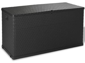 Antracitszürke PP rattan kerti tárolóláda 120 x 56 x 63 cm