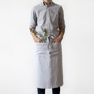 Chef világosszürke vászonkötény, hosszúság 76 cm - Linen Tales
