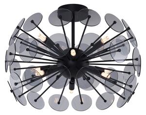 Art Deco mennyezeti lámpa fekete füstüveggel - Atomic