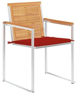 VidaXL 2 db tömör tíkfa és acél kerti szék párnával