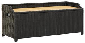Fekete polyrattan kerti tárolópad 120 cm