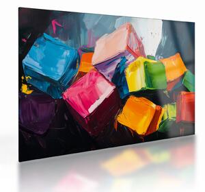 Üveg kép - Színes kockák (70x50 cm)