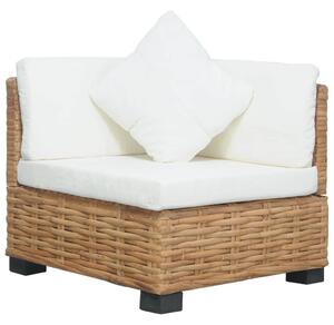 Természetes rattan sarokkanapé párnával
