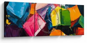 Kép - Színes kockák (órával) (90x30 cm)