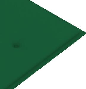 VidaXL tömör tíkfa kerti pad zöld párnával 150 cm