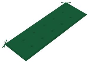 VidaXL tömör tíkfa kerti pad zöld párnával 150 cm