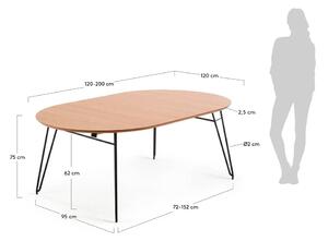 Novaks bővíthető étkezőasztal tölgyfa dekor asztallappal, ø 120 cm - Kave Home