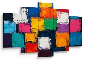 Kép - Színes négyzetek festménye (150x105 cm)