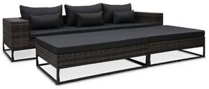 VidaXL 5 részes szürke polyrattan kerti bútorszett párnákkal