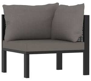 Antracitszürke polyrattan sarokkanapé-elem bal oldali karfával