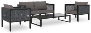 5 részes antracitszürke kerti polyrattan ülőgarnitúra párnákkal