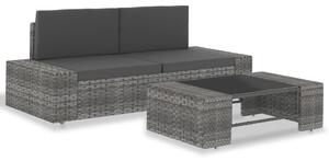 3 részes szürke polyrattan kerti ülőgarnitúra