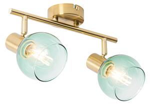 Art Deco spotlámpa arany zöld üveggel 2-lámpás - Vidro