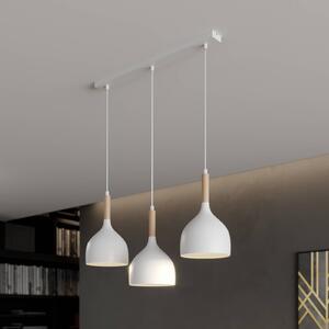 Luminex Noak lógó világítás, fehér/természetes fa, 3 izzós, hosszú, dimmelhető, Fehér / opál, Nappali / Étkező, fém, Modern