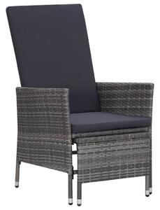 Szürke dönthető háttámlás polyrattan kerti szék párnákkal
