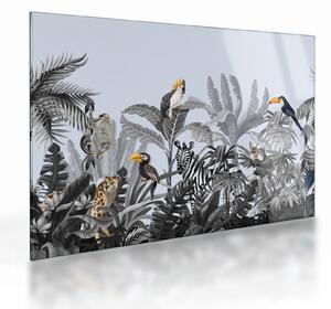 Üveg kép - Illusztrált dzsungel (70x50 cm)