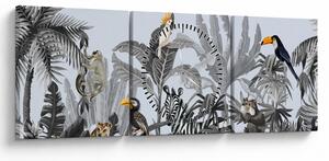 Kép - Illusztrált dzsungel (órával) (90x30 cm)