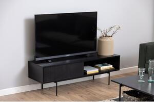 Fekete TV-állvány kőrisfa dekorral 140x45 cm Angus – Actona
