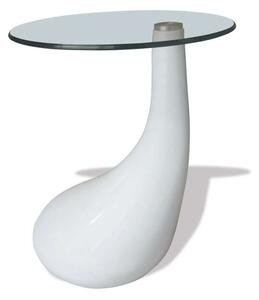 VidaXL magasfényű fehér dohányzóasztal kerek üveglappal