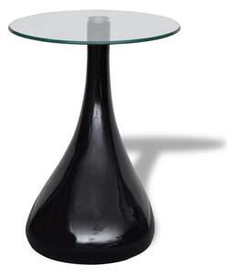 VidaXL 2 db magasfényű fekete dohányzóasztal kerek üveglappal