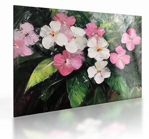 Üveg kép - Rózsaszín és fehér virágok (70x50 cm)