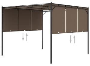Tópszínű kerti pavilon oldalfüggönnyel 3 x 3 x 2,25 m