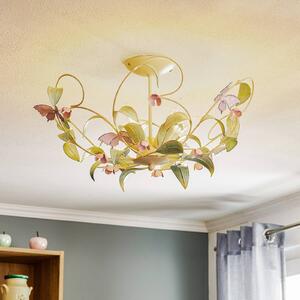 Luminex BUTTERFLY mennyezeti lámpa, krém/zöld/rózsaszín, rozsdamentes acél, 5 izzós, dimmelhető, Nappali / Étkező, Rozsdamentes acél, Firenzei