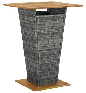 Szürke polyrattan és tömör akácfa bárasztal 80 x 80 x 110 cm